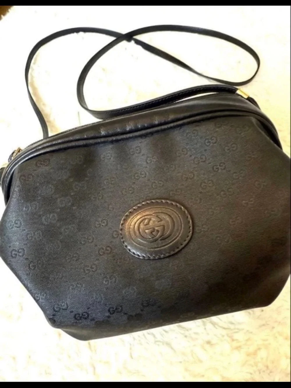 Gucci Black Embossed GG Leather Crossbody Bag